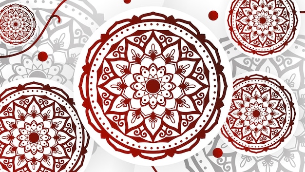 Abstract Red Mandala Art Decorative Background 4