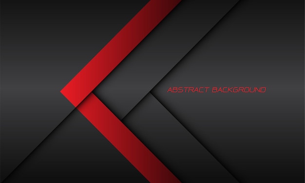 Abstract red metallic arrow shadow direction on dark grey with blank space modern futuristic technology background