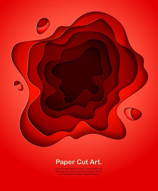 Abstract red paper cutout curvy shapes layered, vector illustration in paper cut style. layout for business card, presentations, flyers or posters.