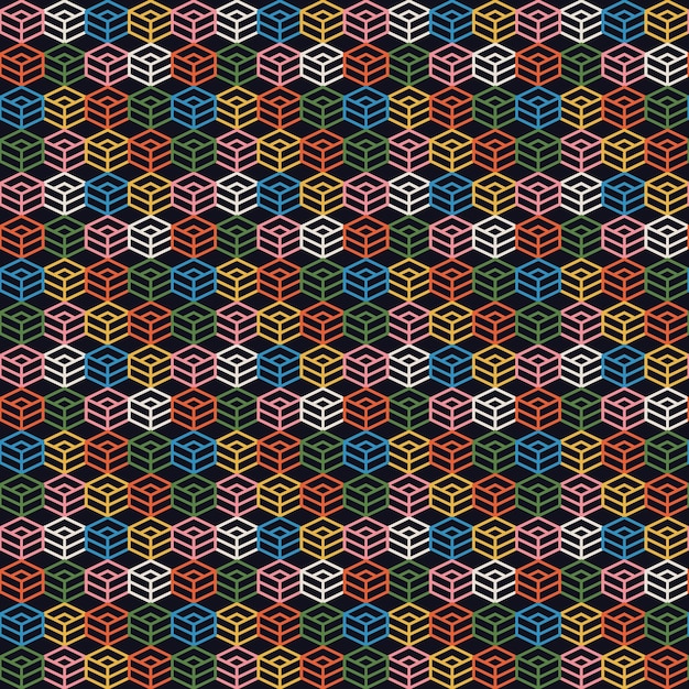 Abstract Retro Geometric seamless pattern. Bright colorful nostalgic background design.