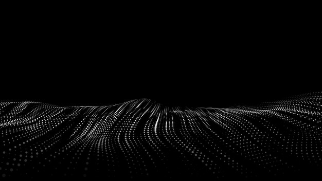 Abstract retro perspective grid Vector futuristic polygonal background in the style of the 80s and 90s Detailed wireframe landscape with lines on black background Digital space with mesh