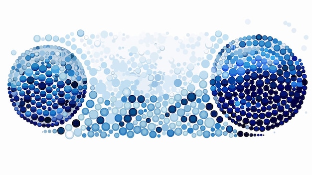 Vector abstract river mosaic of round dots in various sizes and colors