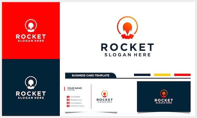 Abstract rocket logo design concept with business card template