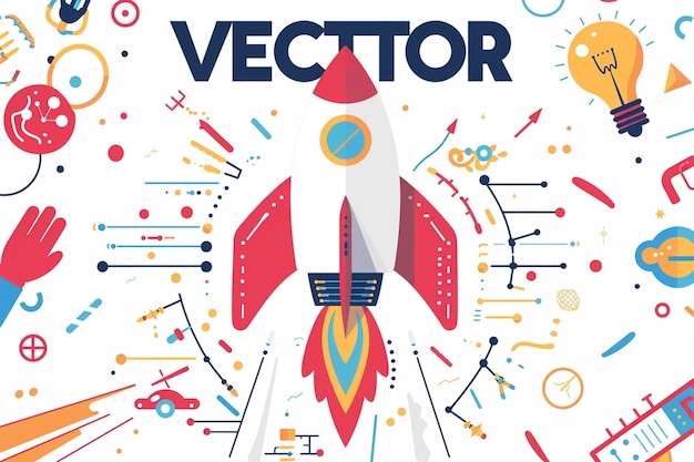 Vector abstract rocket taking off illustration