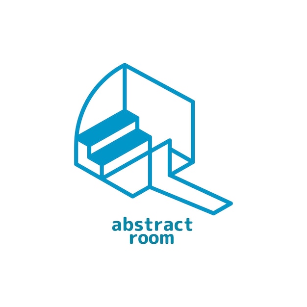 Abstract Room logo with door and stair. Chat room logo concept