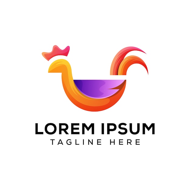 Abstract rooster logo template premium vector