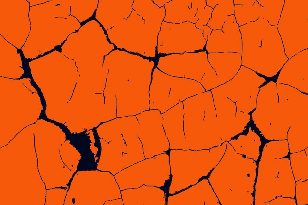 Abstract rough cracks on orange background design in grunge style