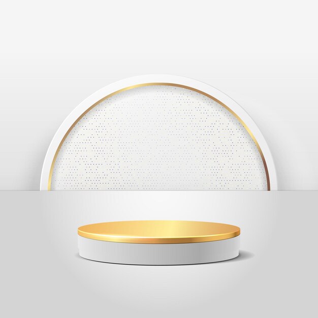 Abstract round display for product  . minimal scene with geometric forms. cylinder gold podium