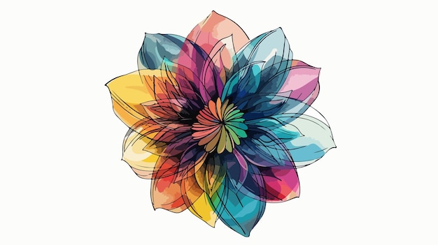 Abstract Round Flower Head Vector Illustration