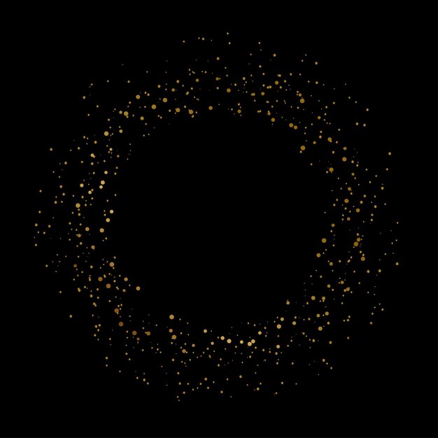 Vector abstract round glowing lights and gold sparkles on transparent background. vector