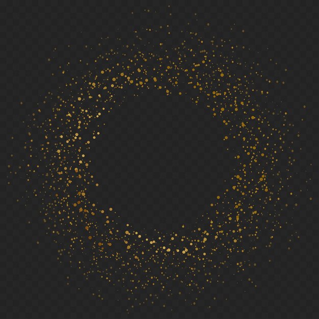 Vector abstract round glowing lights and gold sparkles on transparent background. vector