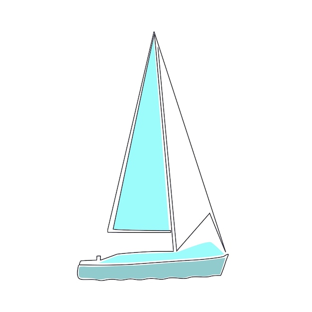 Abstract Sailing Boat Side View One Line Art Drawing