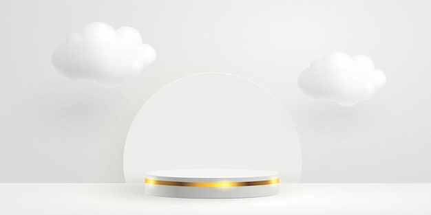 Abstract scene with circle and soft clouds illustration