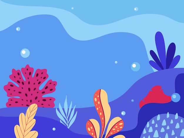 Abstract sea underwater background with copy space for text Merine ocean life Vector illustration