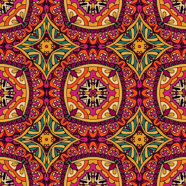 Abstract seamless doodle  pattern ornamental. Festive floral  colorful background design. Geometrical Ethnic Tribal  Print Ornament