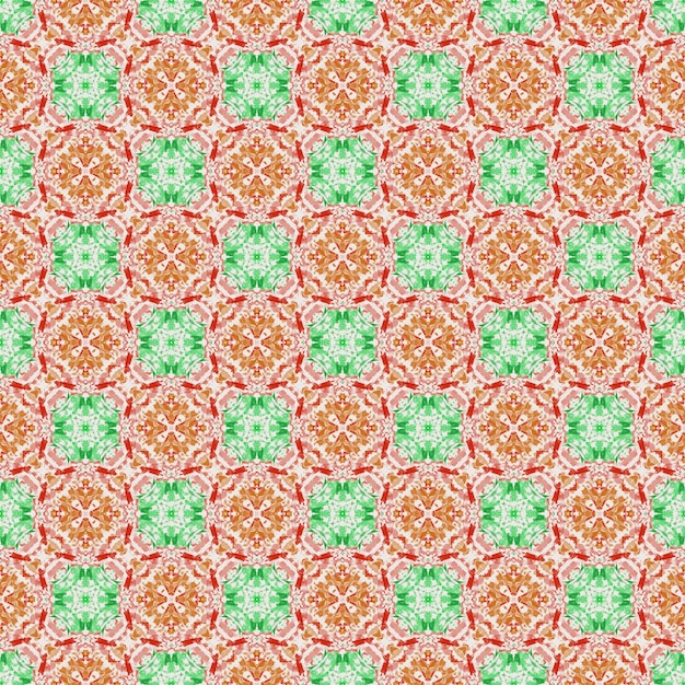 Abstract seamless green and orange flower and leaf pattern background illustration modern art shape