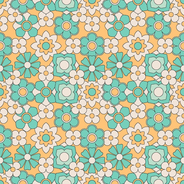 Abstract seamless groovy flower background