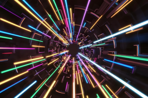 Vector abstract seamless looped animation of neon glowing light tubes