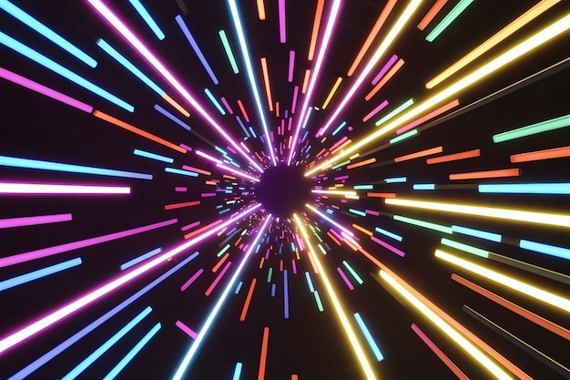 Abstract seamless looped animation of neon glowing light tubes