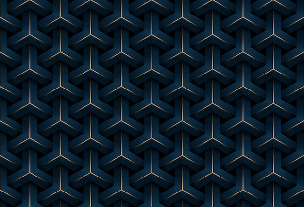 Abstract seamless luxury dark blue and gold geometric pattern background