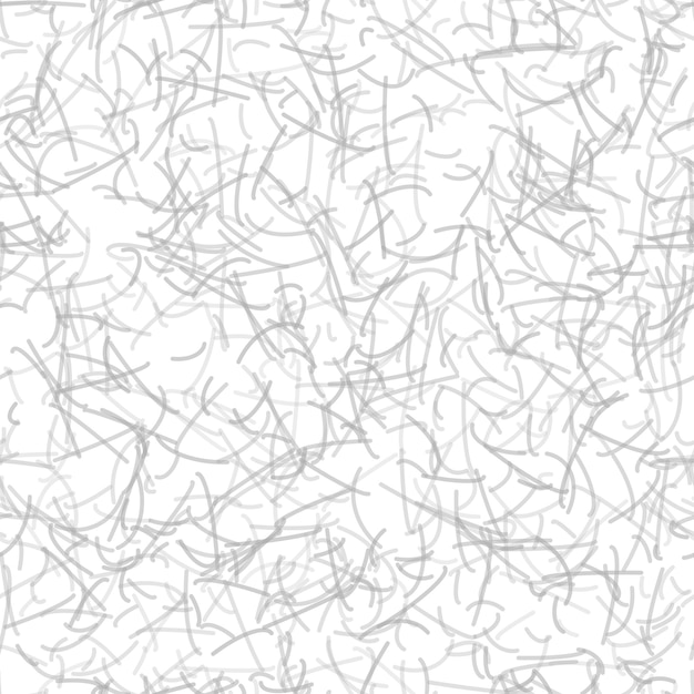 Abstract seamless pattern of randomly arranged curves in white and gray colors