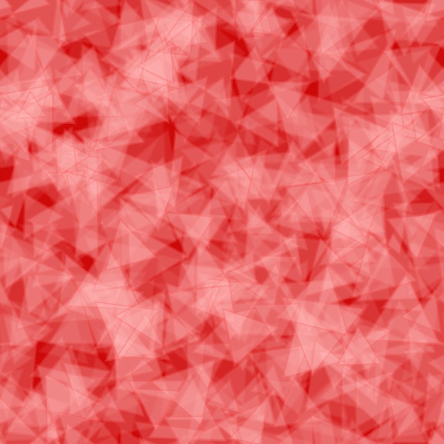 Abstract seamless pattern of randomly distributed translucent triangles in red colors