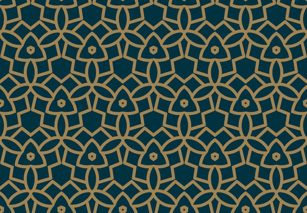 Abstract seamless pattern Vector seamless pattern Repeating geometric ornament luxury gold blue color