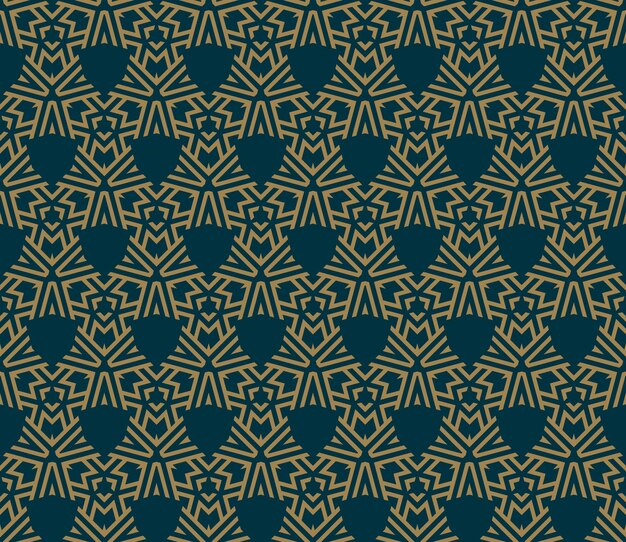 Abstract seamless pattern Vector seamless pattern Repeating geometric ornament luxury gold blue color