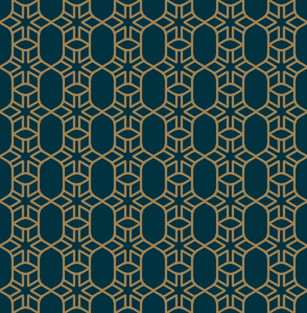 Abstract seamless pattern Vector seamless pattern Repeating geometric ornament luxury gold blue color