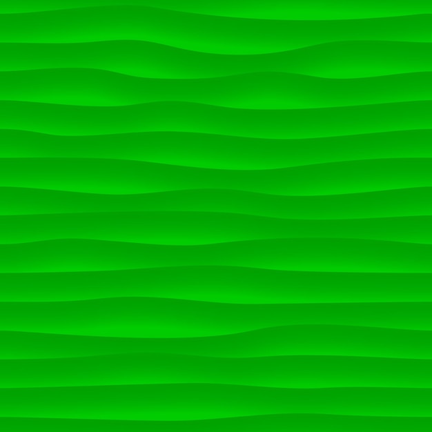 Abstract seamless pattern of wavy lines with shadows in green colors