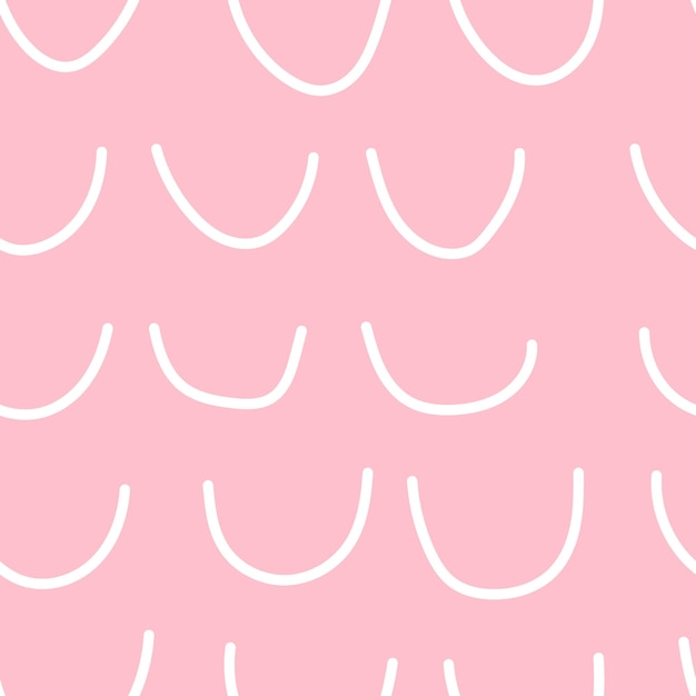 Abstract seamless pattern white arcs on pale pink background minimalistic vector