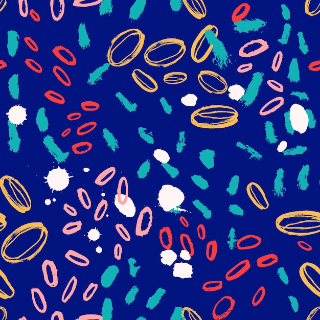 Abstract seamless pattern with colorful oval brush strokes