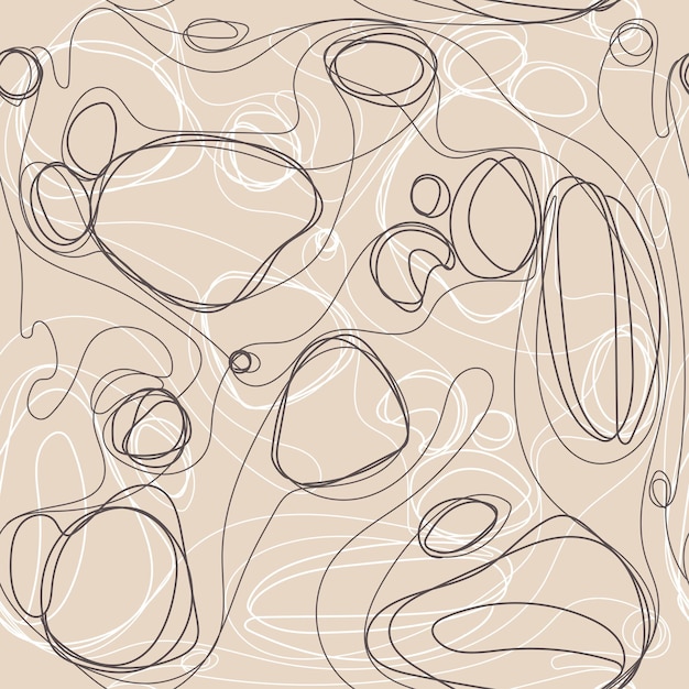 Abstract seamless pattern with doodle on beige backgroundHand drawing vector line art texture