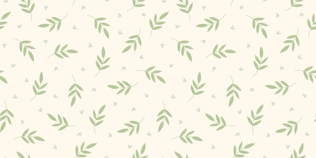 Abstract seamless pattern with leaves and grass Vector design for paper cover fabric interior decor and other use