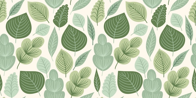 Abstract seamless pattern with leaves and grass Vector design for paper cover fabric interior decor and other