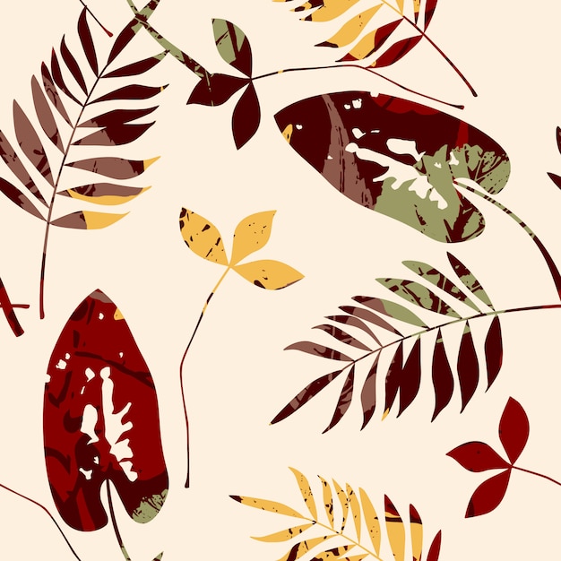 Abstract seamless pattern with leaves