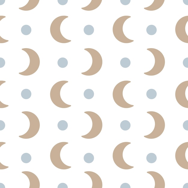 Abstract seamless pattern with simple doodle hand drawn moon shapes Nursery pastel coloured wallpaper design