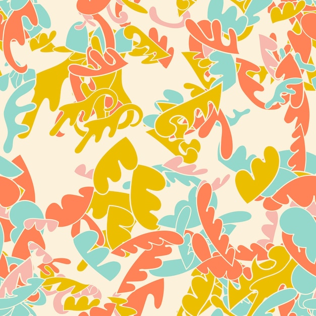 Abstract seamless pattern with unusual  shapes. Flourish background.