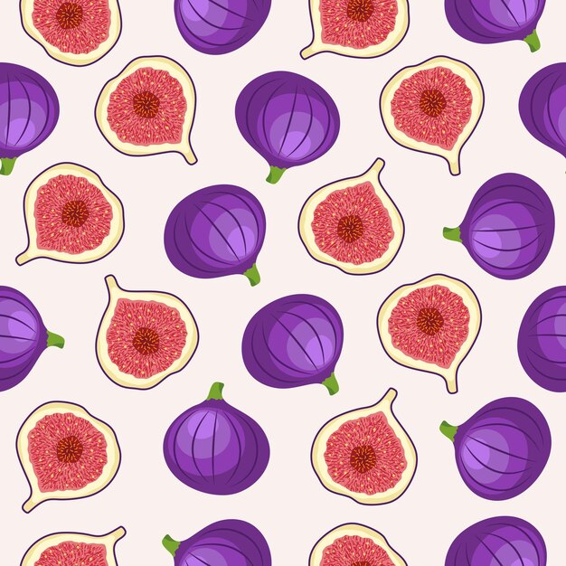 Abstract seamless pattern with whole and half figs on pastel background