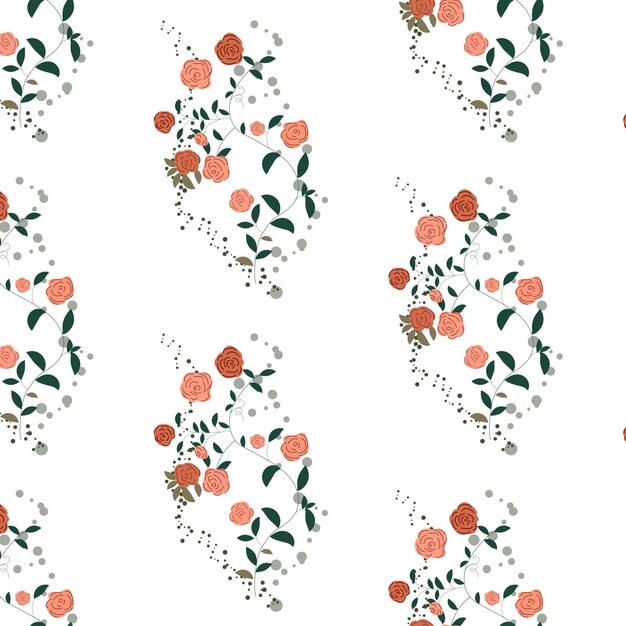 Vector abstract seamless rose floral pattern on transparent background