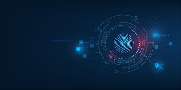 Abstract security system concept with fingerprint on technology background