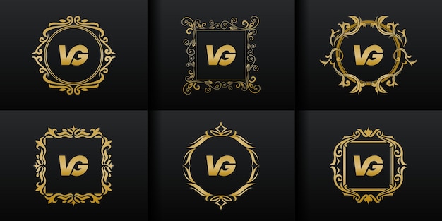 Abstract set luxury initial logo collection