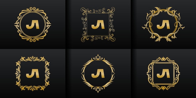 Abstract set luxury initial logo collection