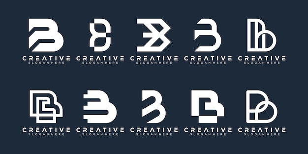 Abstract set monogram letter b logo design