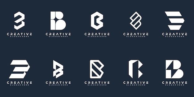 Abstract set monogram letter b logo design