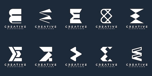 Abstract set monogram letter e logo design