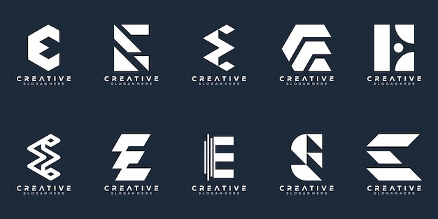 Abstract set monogram letter e logo design