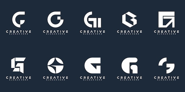 Abstract set monogram letter g logo design