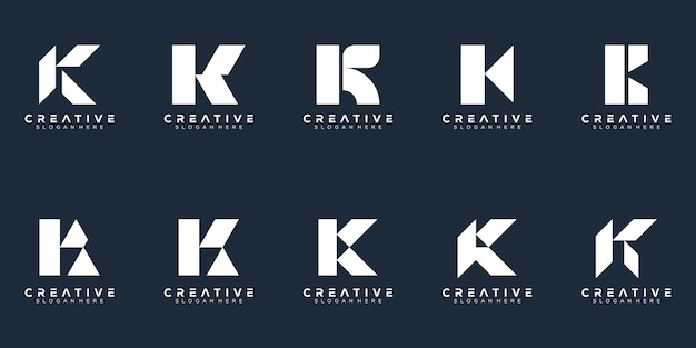 Abstract set monogram letter k logo design