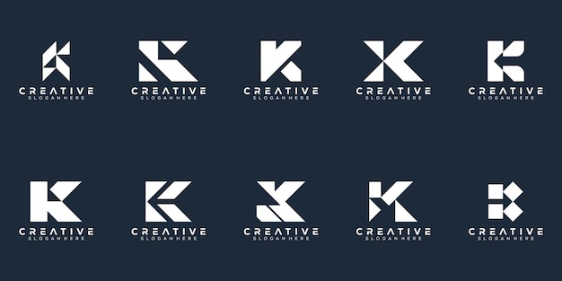 Abstract set monogram letter k logo design